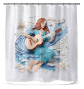 Butterfly Haven Papercut Shower Curtain displayed in a light-filled bathroom.